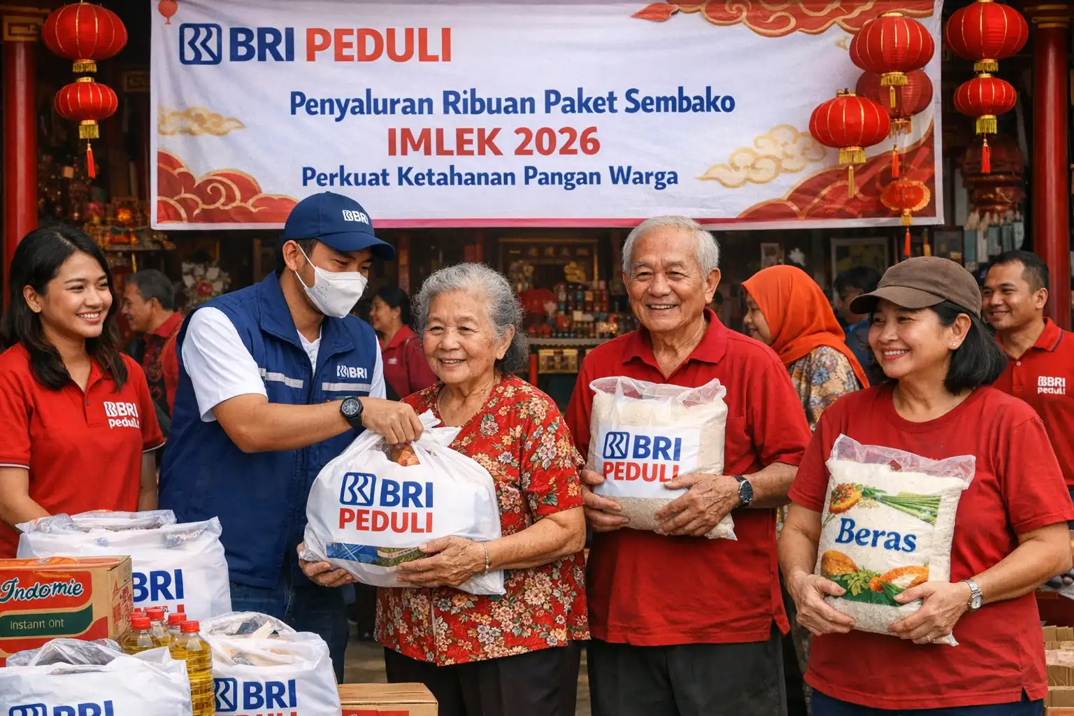 BRI Peduli Salurkan Ribuan Paket Sembako di Imlek 2026, Perkuat Ketahanan Pangan Warga