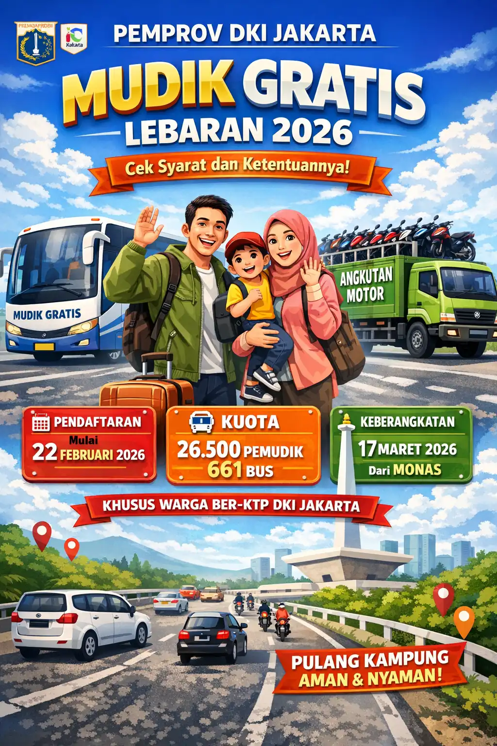 Pemprov DKI Jakarta Gelar Mudik Gratis Lebaran 2026, Cek Sekarang Syarat dan Ketentuannya!