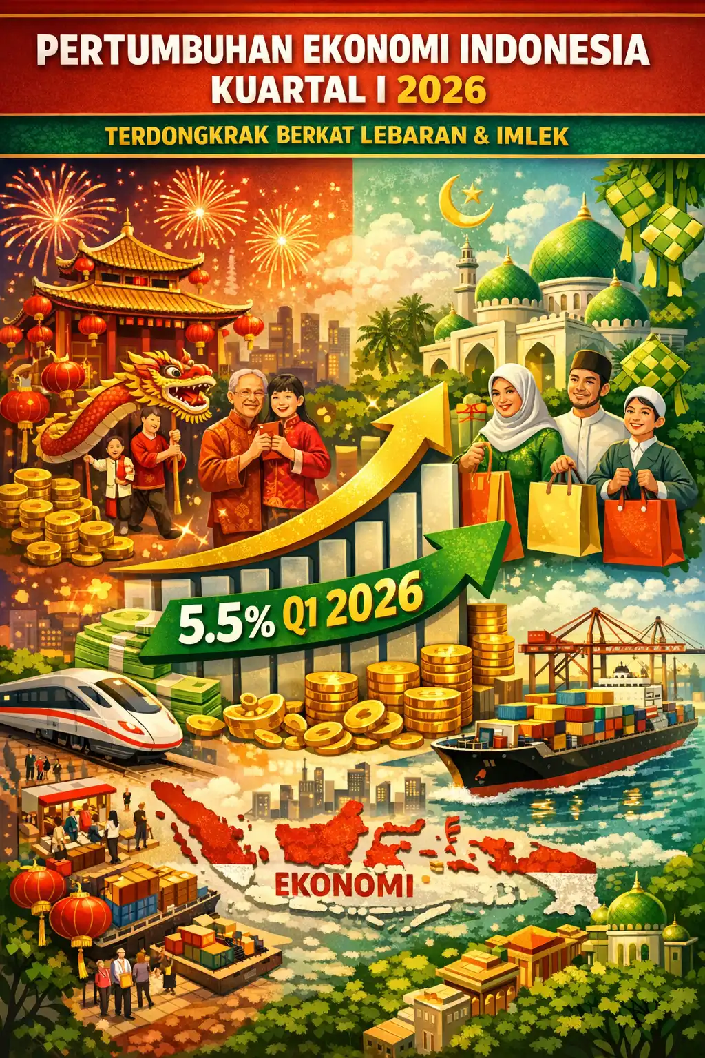 Pertumbuhan Ekonomi Indonesia Kuartal I 2026 Berpotensi Akan Terdongkrak Berkat Lebaran dan Imlek